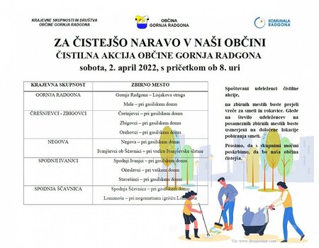 ČISTILNA AKCIJA Občine Gornja Radgona “Za čistejšo naravo v naši občini“ - 2. aprila 2022 v vseh KS